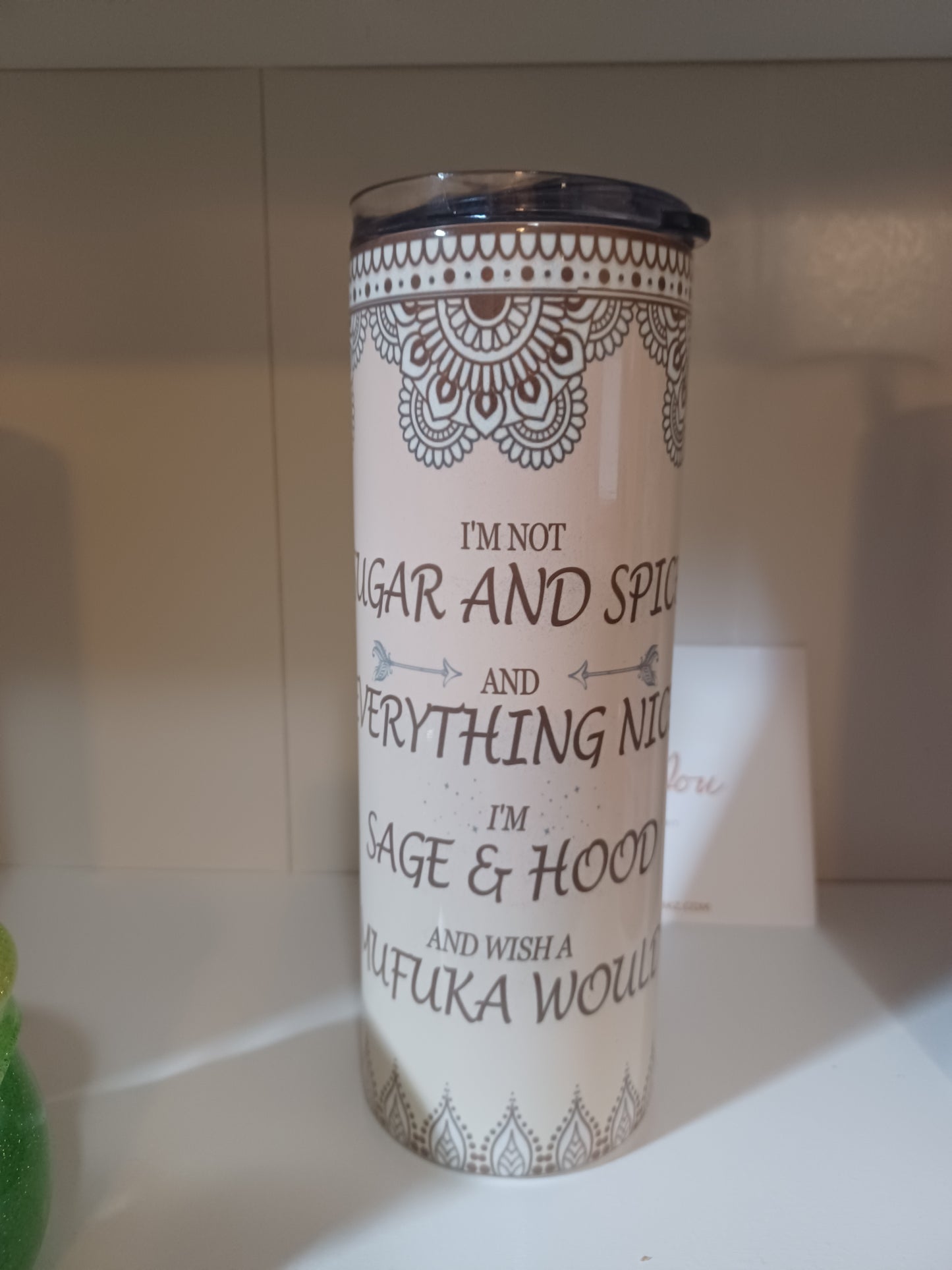 Sugar & Spice, Sage & Hood tumbler